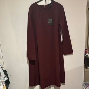 Chic Long Sleeve Burgundy Dress